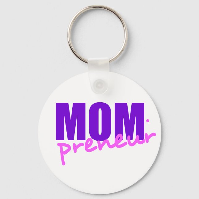 Mompreneur With Dot Hyphen, Two Colours Key Ring (Front)