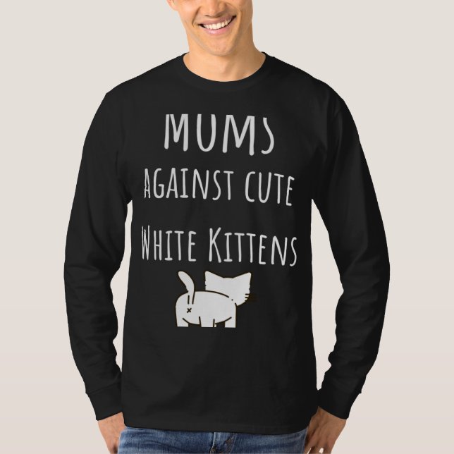 Moms against cute white kittens Softball slogan T-Shirt (Front)