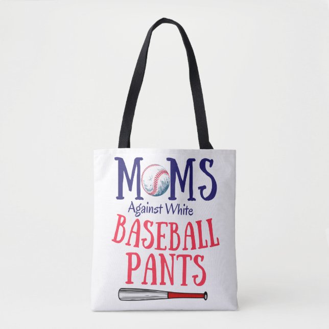 Moms Against White baseball Pants Tote Bags (Front)