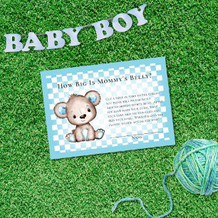 Moms Belly Size Cute Bear Picnic Baby Shower Game Enclosure Card
