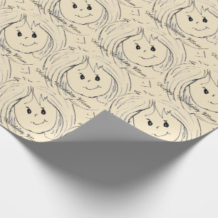 Moms Birthday Animated Face Graphics Wrapping Paper