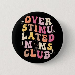 Moms Club Retro Groovy Mothers Day 6 Cm Round Badge