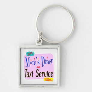 Moms Diner and Taxi Service Funny Saying Key Ring