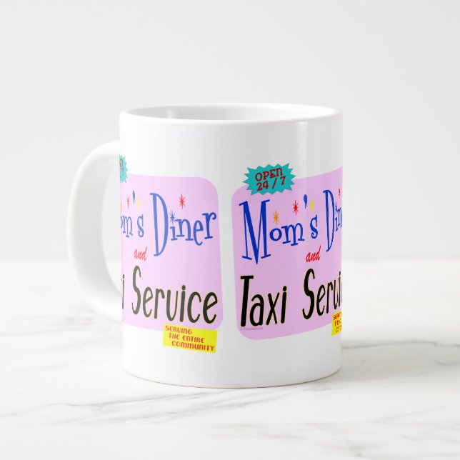 Moms Diner and Taxi Service Retro Saying Large Coffee Mug (Front Left)