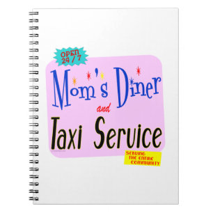 Moms Diner and Taxi Service Retro Saying Spiral Notebook