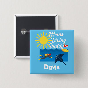 Moms Diving Buddy Design - Square Magnet Button