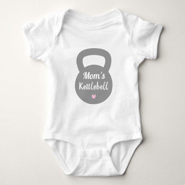 Moms Kettlebell, Funny Exercise Baby Bodysuit (Front)