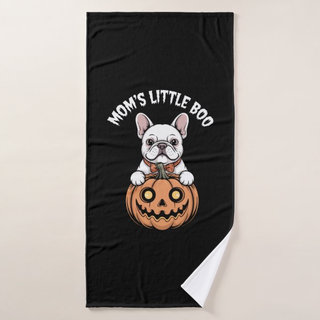 Mom's Little Boo French Bulldog Hallowen Bath Towel (Bath Towel)