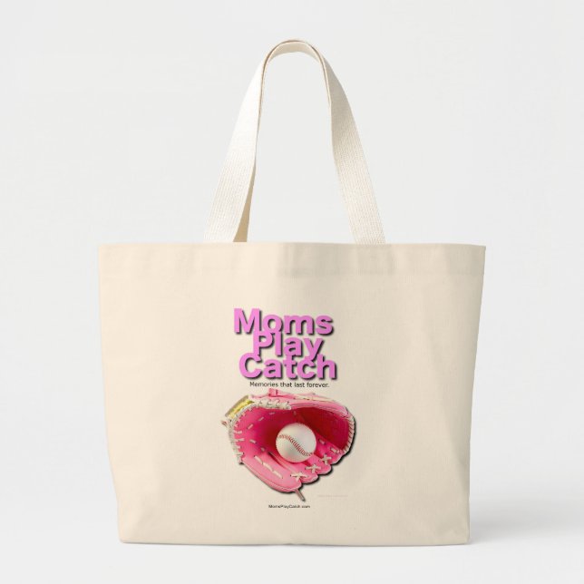 Moms Play Catch Large Tote Bag (Front)