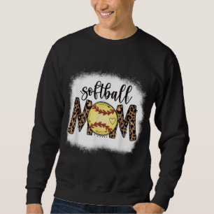 Moms Softball Leopard Bleached Women's Softball Mo Sweatshirt