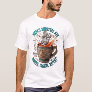 Mom's Survival Kit Tee   Coffee Chaos Repeat Funny