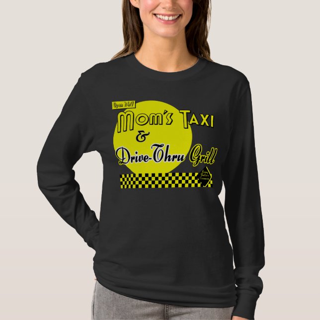 Moms Taxi & Drive-Thru Retro Saying T-Shirt (Front)