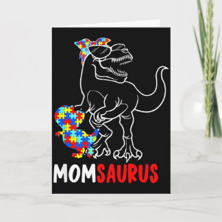 Momsaurus T Rex Dinosaur Autism Awareness Mom Saur Card