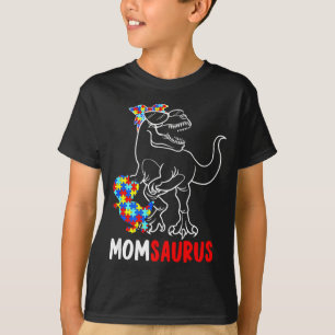 Momsaurus T Rex Dinosaur Autism Awareness Mom Saur T-Shirt