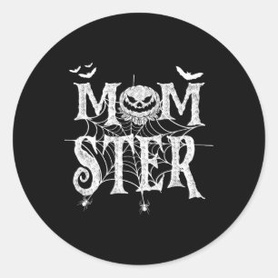Momster Funy Halloween For Mum Monster Pumpkin Mum Classic Round Sticker