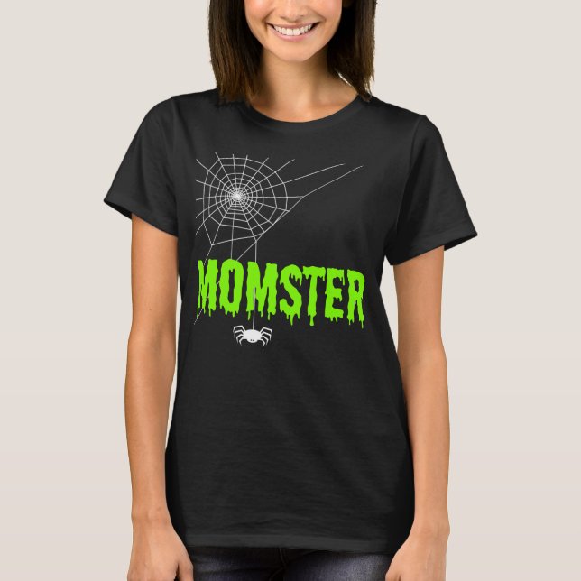 Momster Lime Green Dripping Font Spider Web T-Shirt (Front)