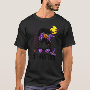 Momster Monster Messy Bun Happy Halloween For Moth T-Shirt