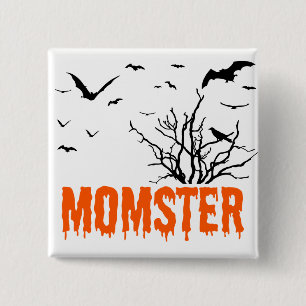 Momster Orange Dripping Font Flying Bats Button