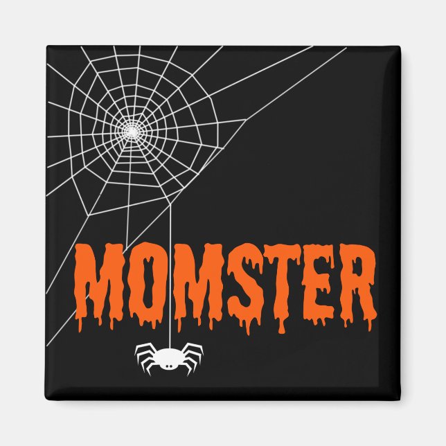 Momster Orange Dripping Font Spider Web Magnet (Front)