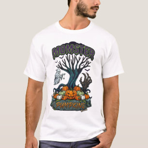 Momster Pumpkins Spooky Tree Ghost Monster Hand T-Shirt