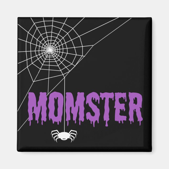 Momster Purple Dripping Font Spider Web Magnet (Front)