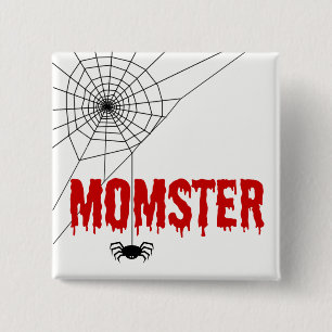 Momster Red Dripping Font Spider Web 15 Cm Square Badge