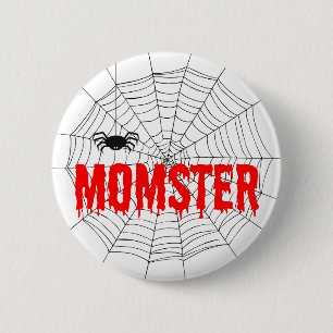 Momster Red Dripping Font Spider Web 6 Cm Round Badge