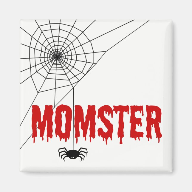 Momster Red Dripping Font Spider Web Magnet (Front)