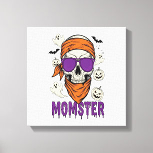 Momster skull Funny Halloween Mum Canvas Print