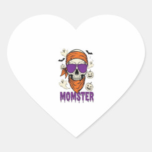 Momster skull Funny Halloween Mum Heart Sticker