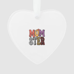Momster Vintage Mum Leopard Plaid Typography Desig Ornament