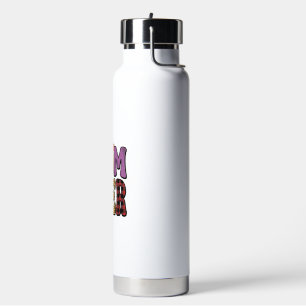 Momster Vintage Mum Leopard Plaid Typography Desig Water Bottle