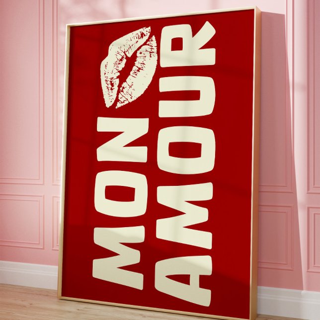 Mon Amour Retro Typography Print | French Love (Creator Uploaded)