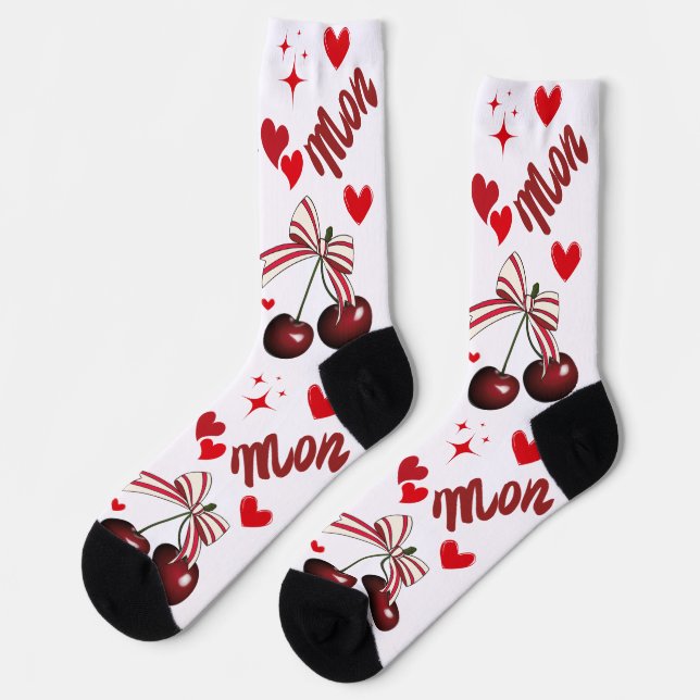 Mon Cheri Cherry funny Premium Crew Sock (Left)