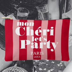 Mon Cherie Let's Party Cherry Red Bold Stripe  Accessory Pouch