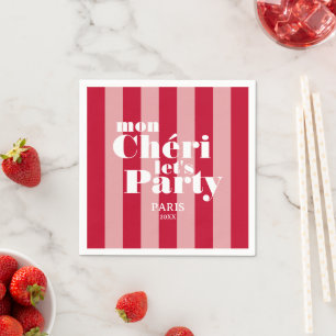 Mon Cherie Let's Party Cherry Red Bold Stripe  Napkin