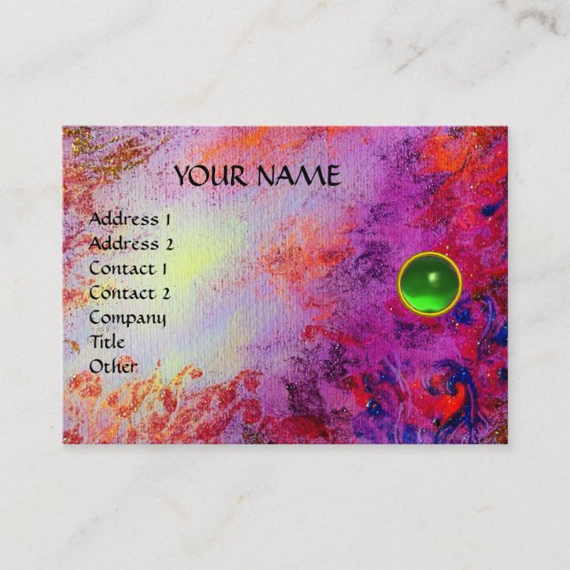 MON EMERALD AGATA bright fuchsia purple green Business Card (Front)