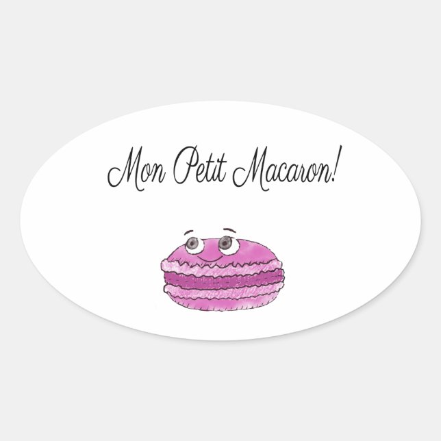 Mon Petit Macaron Oval Sticker (Front)