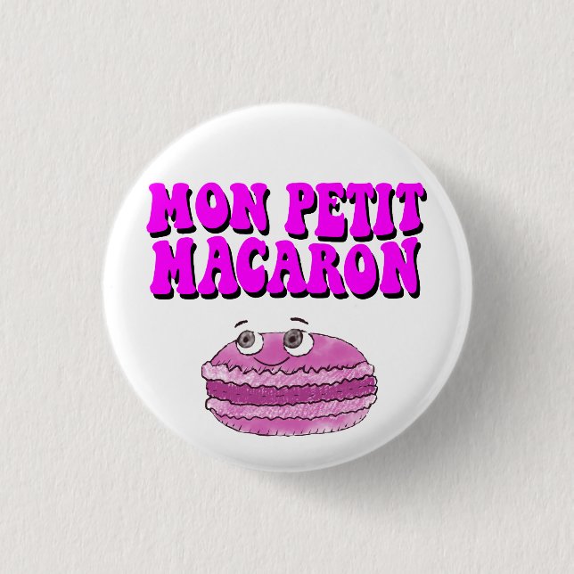 Mon Petit Macaron Retro Groovy Text 3 Cm Round Badge (Front)