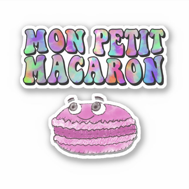Mon Petit Macaron Retro Tie Dye Groovy Text (Front)
