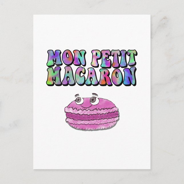 Mon Petit Macaron Retro Tie Dye Groovy Text Postcard (Front)