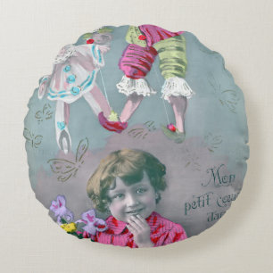 Mon petite coeur dans ce baiser round cushion