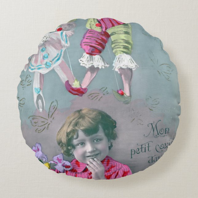 Mon petite coeur dans ce baiser  round cushion (Front)