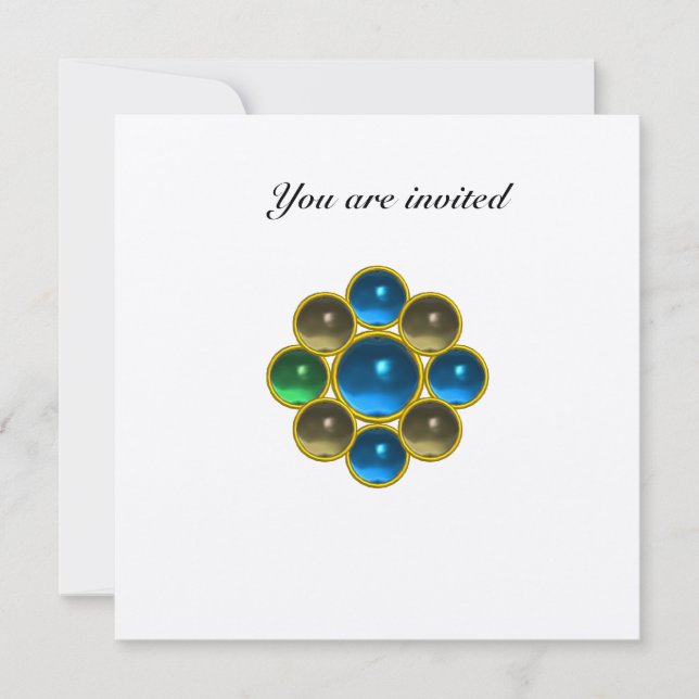 MON sapphire agate white gold Invitation (Front)
