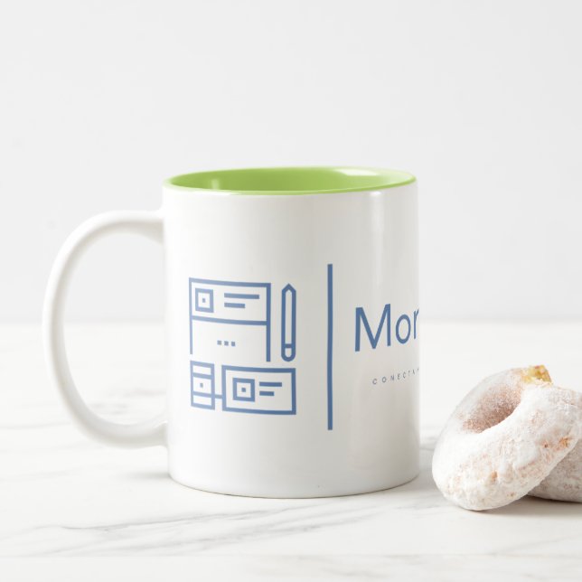 Mon Space Web Unique Coffee Shop Two-Tone Coffee Mug (With Donut)