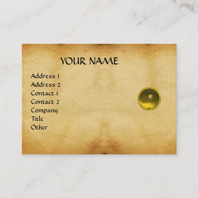 MON TOPAZ, SAPHIRE, bright  parchment Business Card (Front)