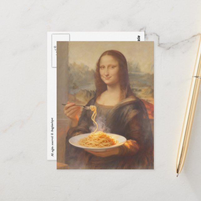 Mona and her Spaghetti Postcard (Front/Back In Situ)