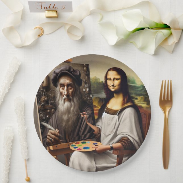 Mona Does da Vinci Paper Plate (Wedding)