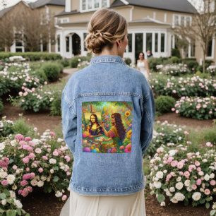 Mona drawing Mona in a Flowers garden Denim Jacket