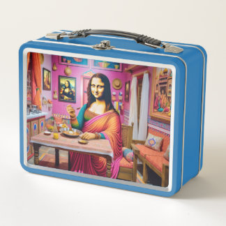 Mona eating Indian Foods in the Indian house Metal Lunch Box